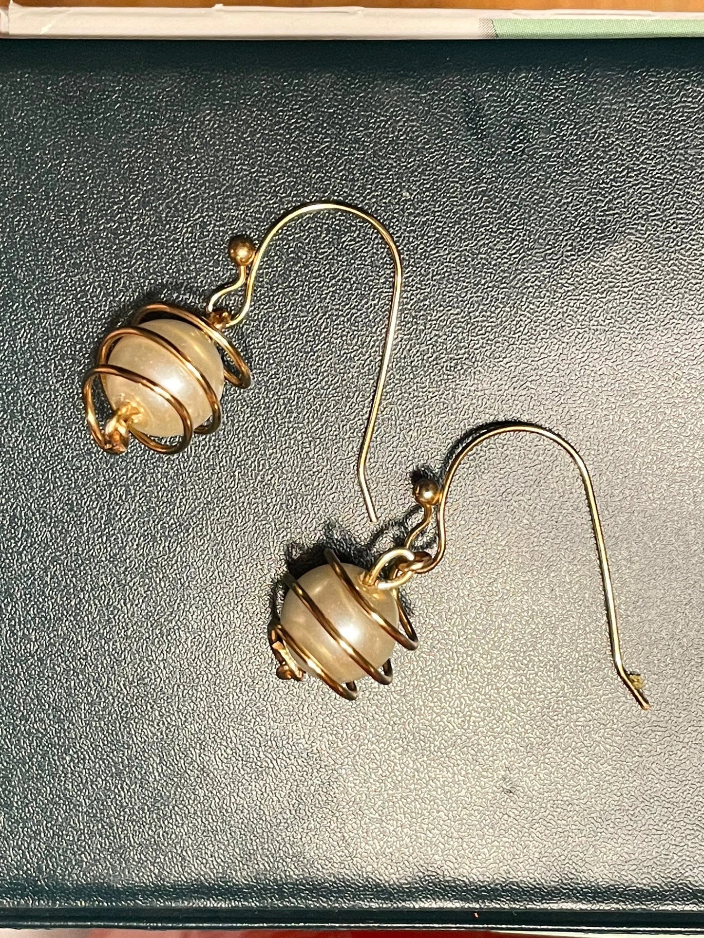 The Pearl Swirl - Wire Wrapped Pearl Dangle Earrings