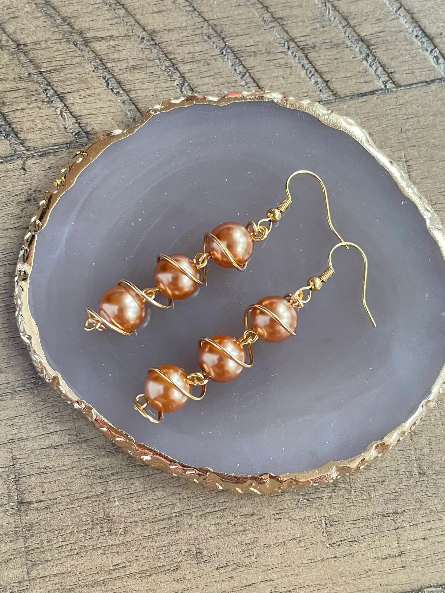 The Pearl Swirl - Wire Wrapped Pearl Dangle Earrings