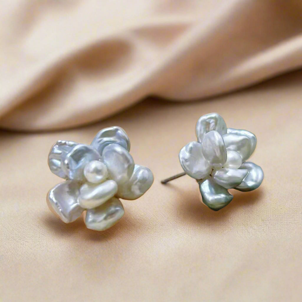 Pearl Flower Studs