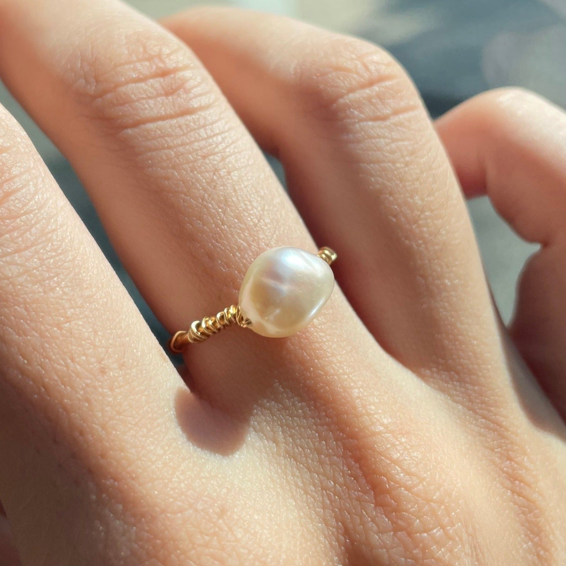 Gold Designer high quality pearl ring