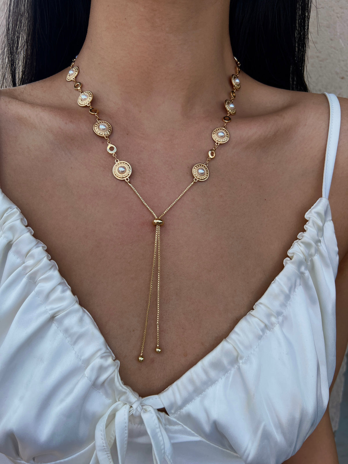 The Everyday Bolo Necklace – Adjustable Crystal & Modern Link Design, 16–22"