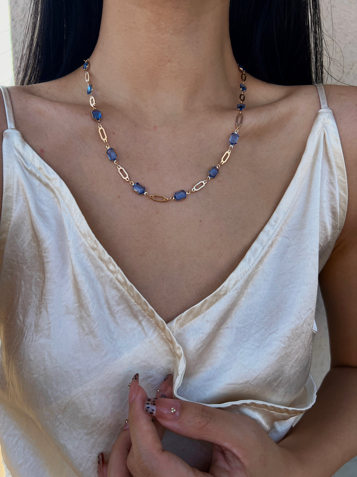 The Everyday Bolo Necklace – Adjustable Crystal & Modern Link Design, 16–22"