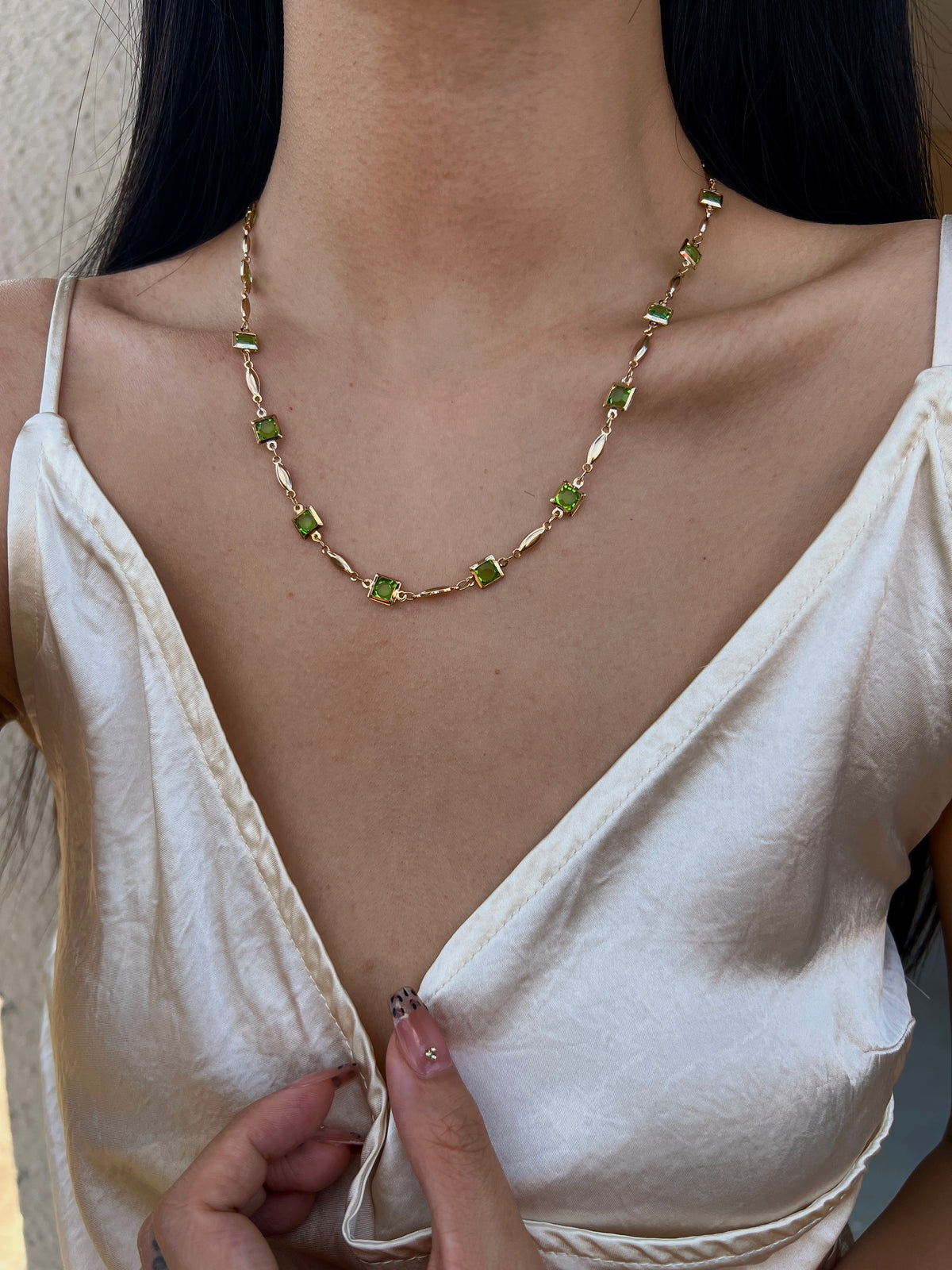 The Everyday Bolo Necklace – Adjustable Crystal & Solid Bar Link Design, 16–22"