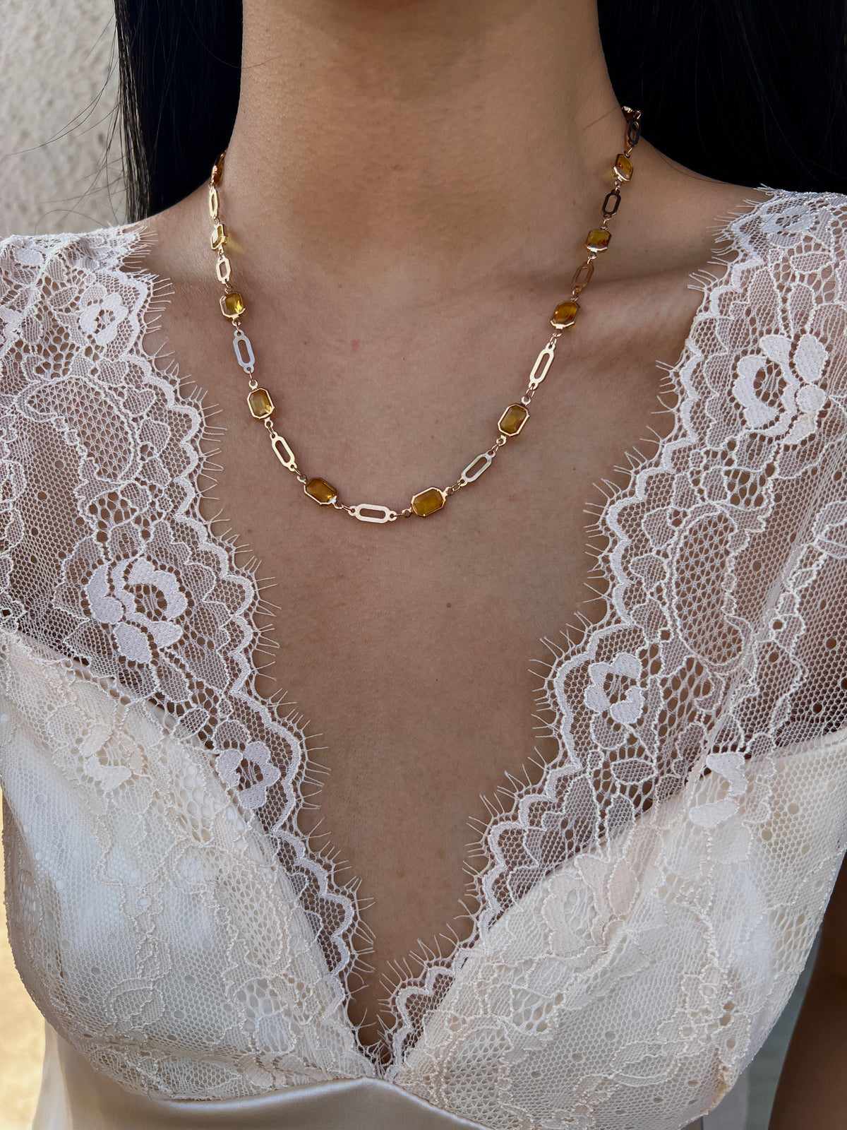 The Everyday Bolo Necklace – Adjustable Crystal & Modern Link Design, 16–22"