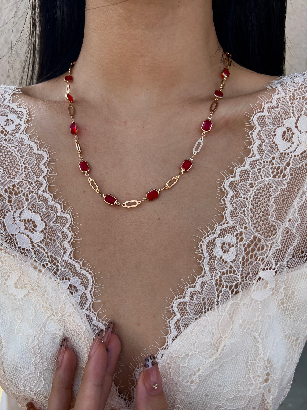 The Everyday Bolo Necklace – Adjustable Crystal & Modern Link Design, 16–22"