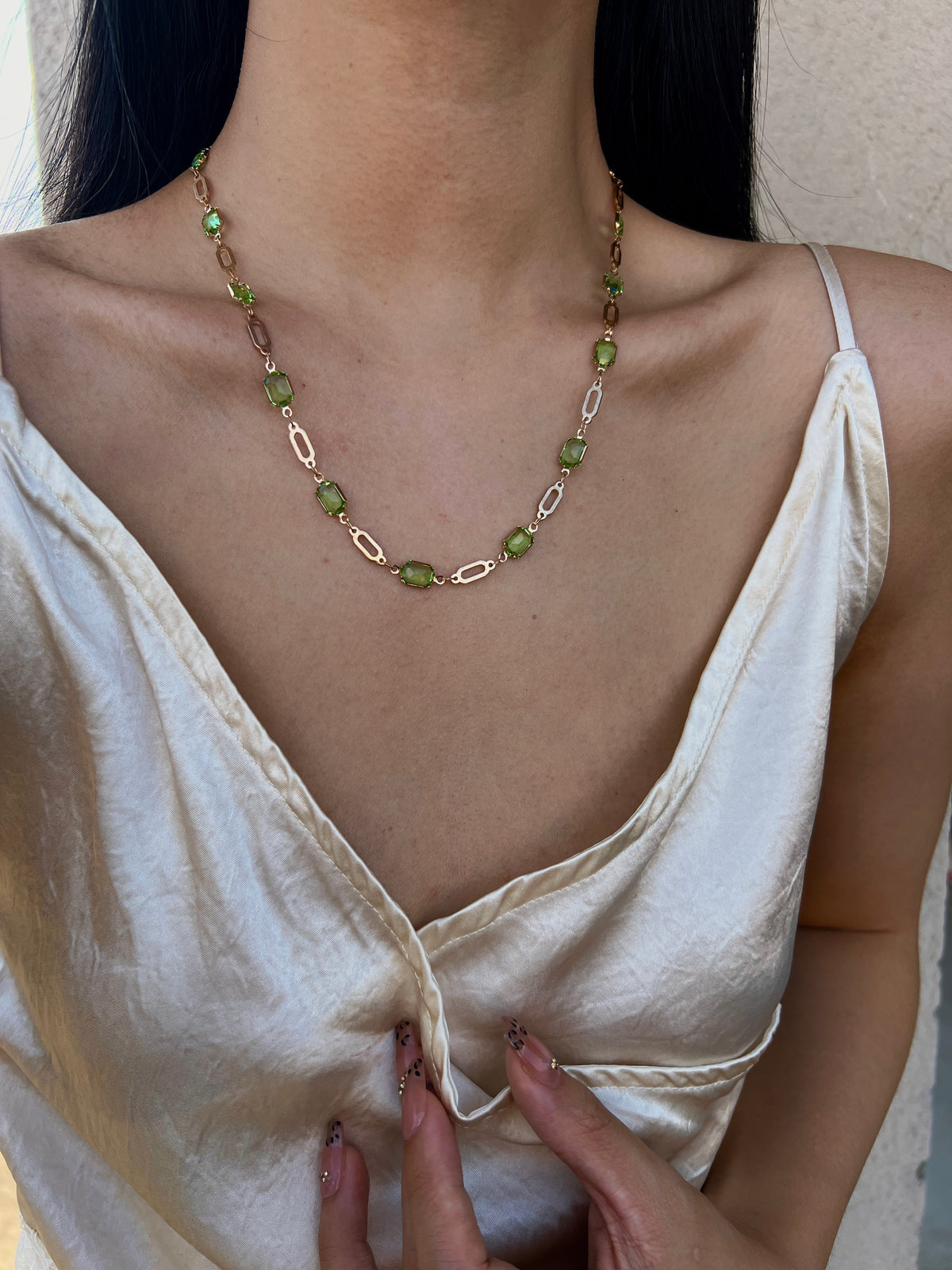 The Everyday Bolo Necklace – Adjustable Crystal & Modern Link Design, 16–22"
