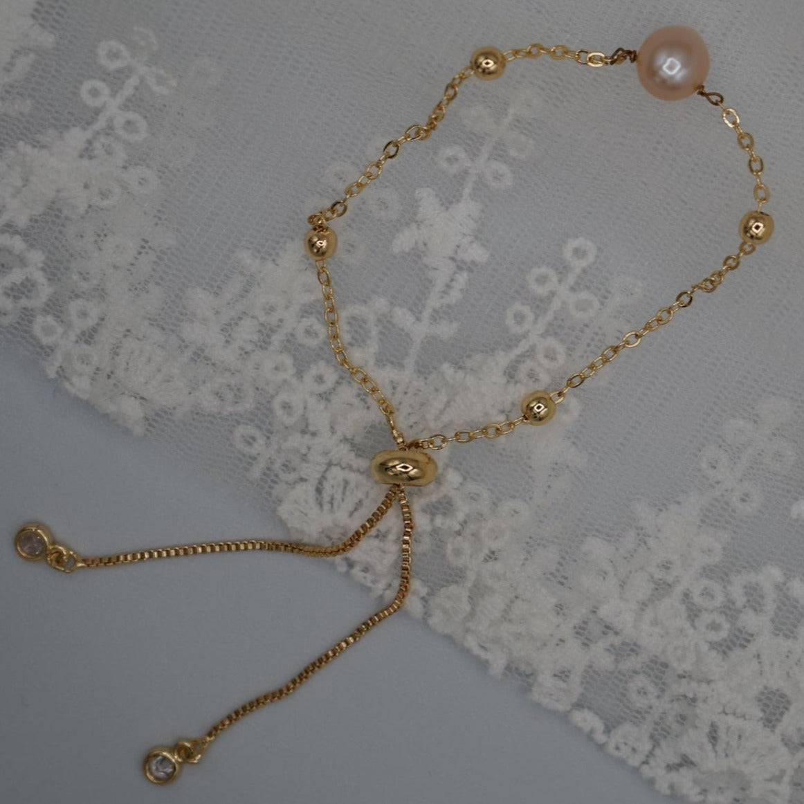 Pearl Bracelet - Adjustable Chain, No Clasp
