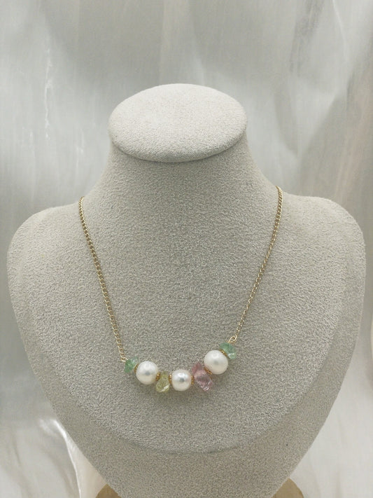 Multi-Colored Stone and Pearl Necklace: Timeless Elegance Meets Contemporary Flair